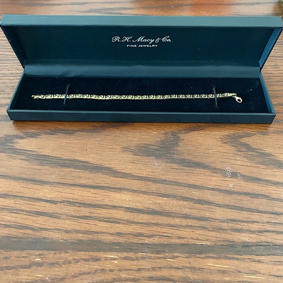 10K Yellow Gold Greek Key Chain Bracelet - Picture 3 of 4